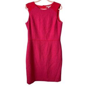Banana Republic Dress Womens Size 12 Tall Pink Mini Tweed Wool Blend Sleeveless